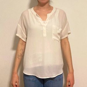 Cream Nordstrom Chiffon Tunic with Pocket